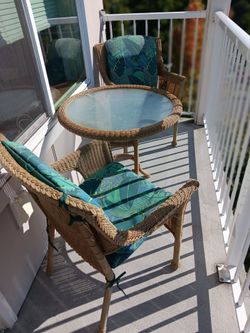 Wicker Patio Bistro Set with Cushions
