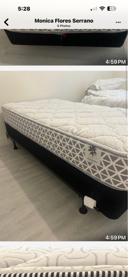 Two tween beds with box springs and metal frames