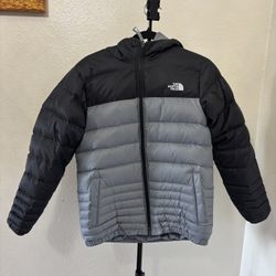 Reversible Boys North Face Grey Puffer Jacket Size 14-16 