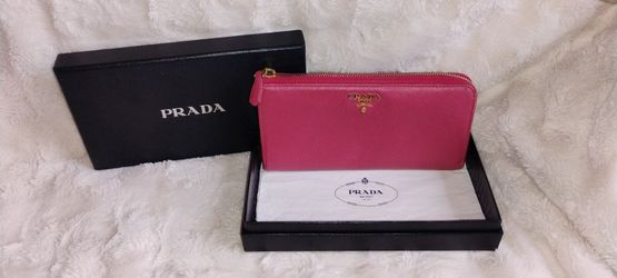 Authentic Prada Pink Saffiano 1/2 Zip Wallet
