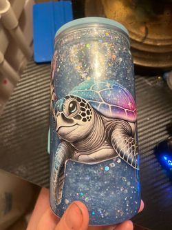 Sea Turtle Glitter Tumbler Cup with Lid