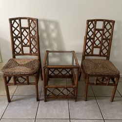 Vintage Bamboo Chair Set 