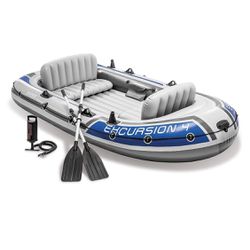 Intex Excursion 4 Inflatable Boat Set, only used once last summer, like new, original box