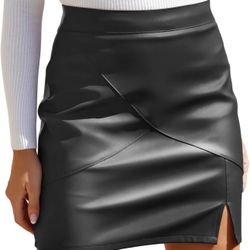 Womens Fuax Leather Skirt