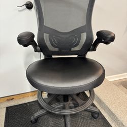 Brand New Black Mesh Back Height Adjustable Drafting Chair w/Flip Up Armrests & Adjustable Lumbar 