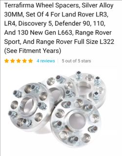 Terrafirma Wheel Spacers, Silver Alloy 30MM, Set Of 4 For Land Rover LR3, LR4, Discovery 5, Defender 90, 110, And 130 New Gen L663, Range Rover Sport,