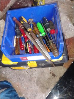 Husky Toolbox with Assorted Screwdrivers and Files