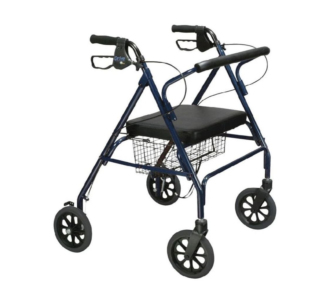 NEW NEW Drive Medical Bariatric Foldable Rollator Walker 10215BL-1 New, Open Box 26.75" x 30.5" x 35.25"  Lightweight Steel Frame Supports up to 500 P