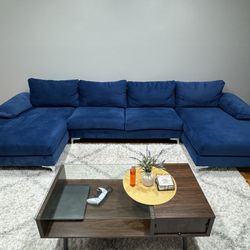 Blue U-Shaped Couch