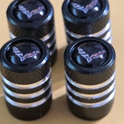 Corvette 4 Pack Black Valve Stem Cap