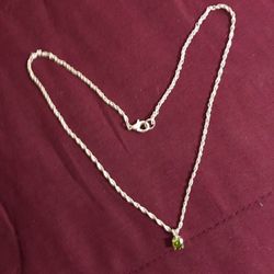 Womens silver and green pendant necklace