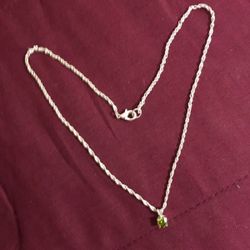 Womens silver and green pendant necklace