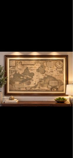 Large Framed Antique World Map Print