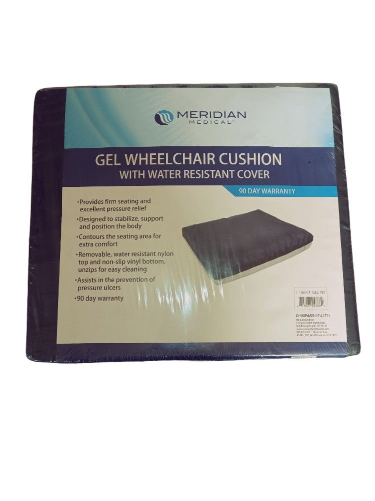 New Meridian Medical Sealed wheel chair cushion with water resistance removable cover