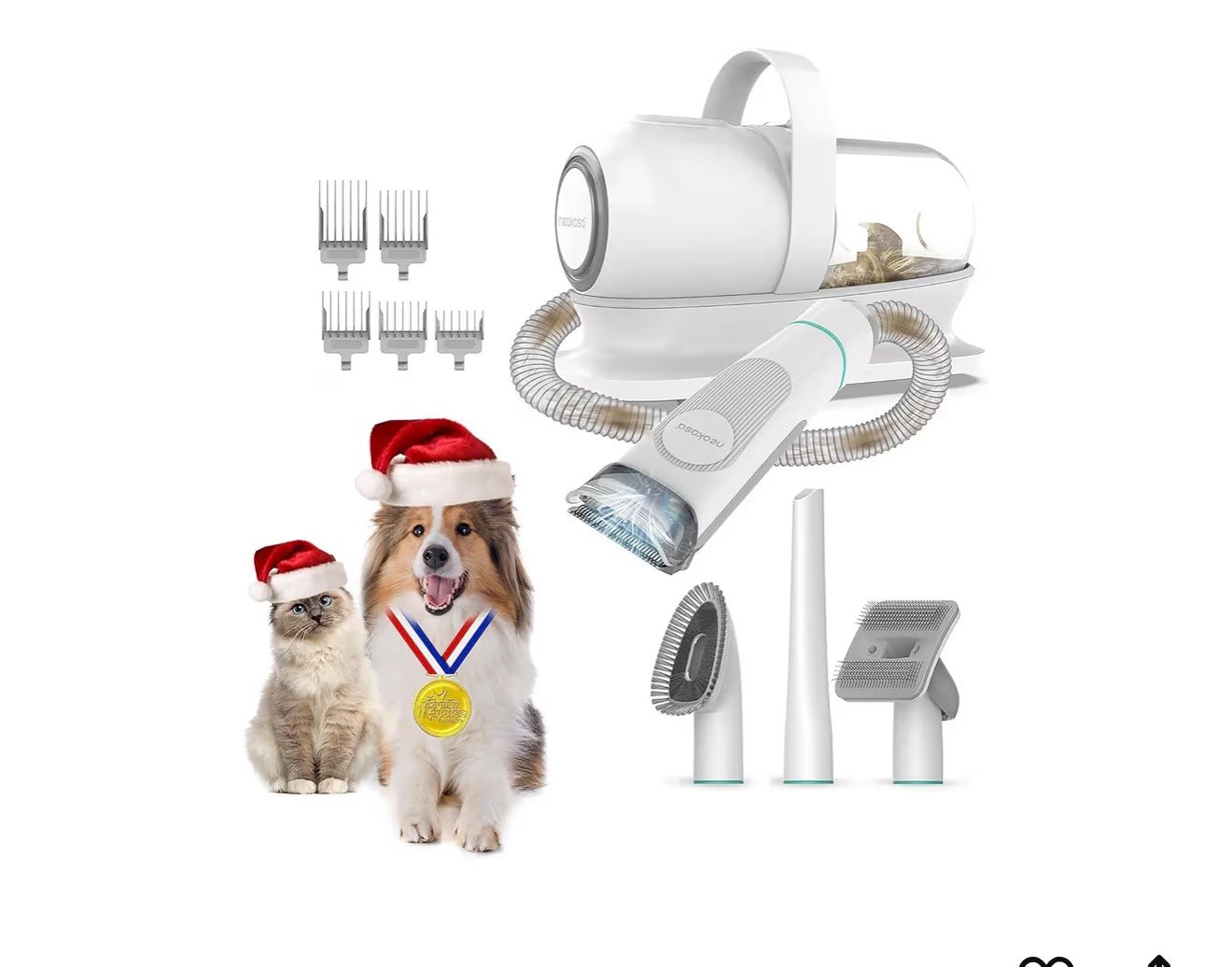 Neakasa by neabot P1 Pro Pet Grooming Vacuum Suction 99% pelo de mascotas, kit de aseo para perros con 5 herramientas profesionales de aseo para perro