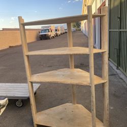 Corner Pie Shape Tan Shelf Stand 