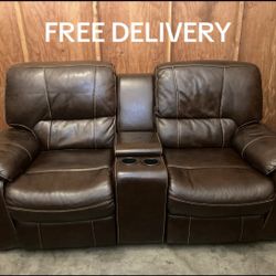 Electric Leather Recliner Loveseat - Free Delivery 