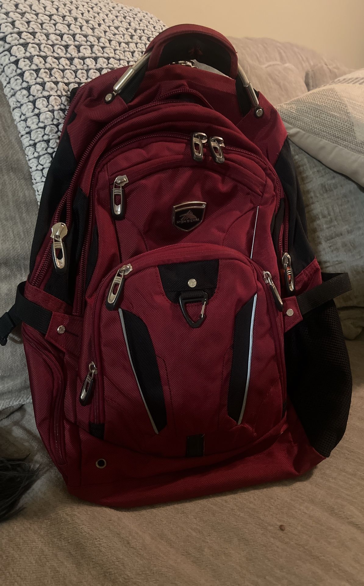 High Sierra Backpack- Dark Red