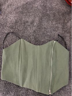 Green Zipper Crop Top