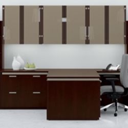 National “Casbah” Series UShape Desk W/2-Drawer Lateral File Cabinet