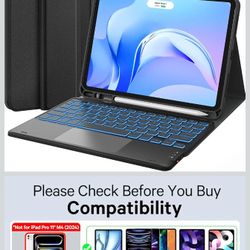 CHESONA for iPad Air 11 Inch Case with Keyboard M3/M2 (2025/2024), 7-Color Backlight, Multi-Touch Trackpad, 2 Wireless Channels, for iPad Pro 11 (4th/