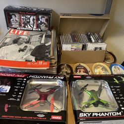 Life Magazines, Two Drones, A Lot Of Old Cds, Elvis Presley Cups, small Coca-Cola tray