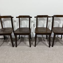 Wood Dining Chairs Set of 4 for Kitchen & Dining Room - Mid Century Heavy Duty Chairs with Ergonomic Curved Back,FAS-Grade North American Oak,Easy Ass