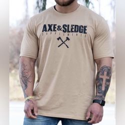 AXE&SLEUGE Tan Short Sleeve Men's Tee Size M”
