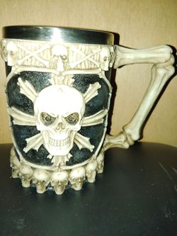 Ebros Large Skeletal Cross Bones Skull Beer Stein Drink Mug