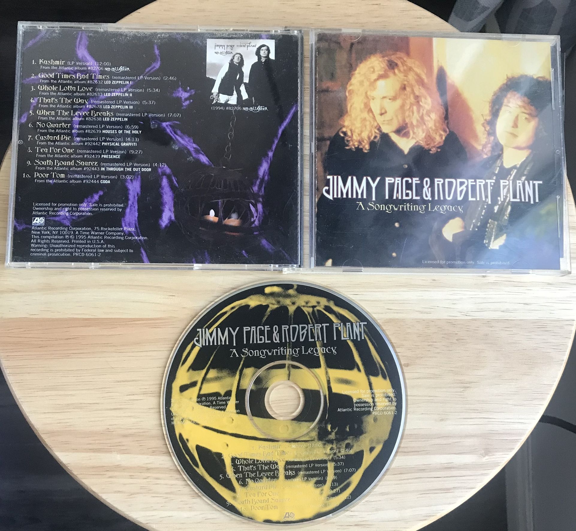 JIMMY PAGE & ROBERT PLANT A SONGWRITING LEGACY PROMOTIONAL CD