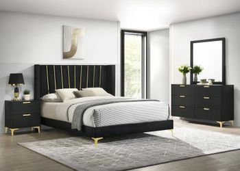 4 PCS BEDROOM SET, QUEEN BED FRAME, DRESSER, MIRROR AND NIGHTSTAND  - [NEW]