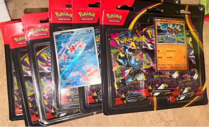 Pokémon TCG Mega Evolution Pitch Black Blister Packs x6 and goldeen full art