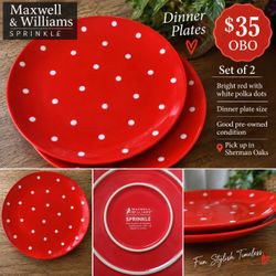 Maxwell & Williams “Sprinkle” Red Polka Dot Dinner Plates – Set of 2 – $35 OBO