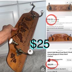 $25 Vintage solid Wood hand carved Amish handcrafted 21.5” by 6” in great condition