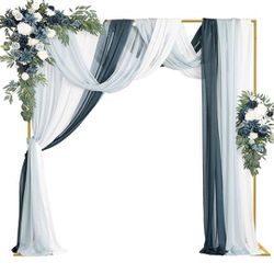 Square Backdrop Stand Golden Arch Frame 10FT x 10FT Heavy Duty with Base, Gold Portable Adjustable Pipe and Drape Kit, Square Metal Arch Party Frame f