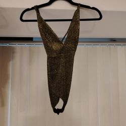 Gold/Black Size Small Dressy Body Suit