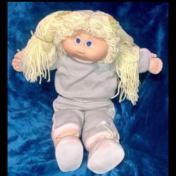 Vintage Xavier Roberts Cabbage Patch Kids Blonde Hair Blue Eyes Pigtails Barretts