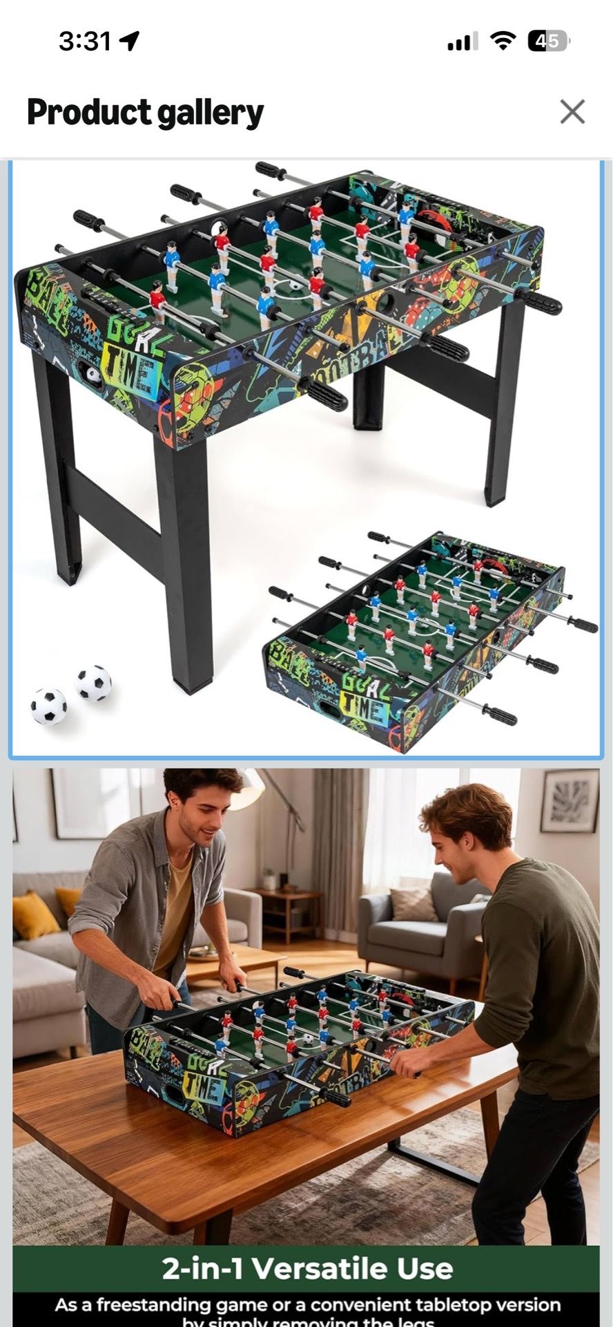 foosball table 2- in 1