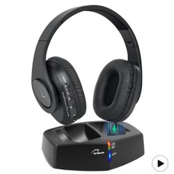 WallarGe Wireless Headphones for TV Watching, Easy Setup and Comfortable Bluetooth Headphones with RF Transmitter Charging Dock, 100 Ft Wireless Range