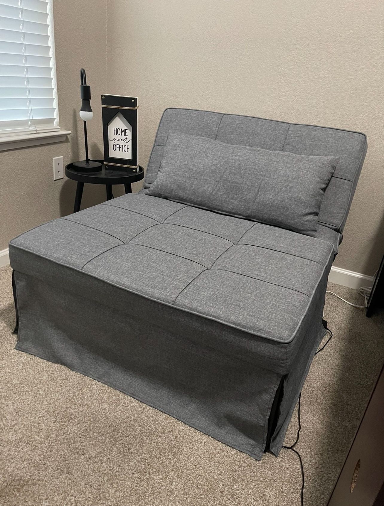 Sofa Bed, Convertible Chair 4-1 Folding Ottoman Modern Guest Bed with Adjustable Sleeper for Small Room Apartment, Charcoal Gray