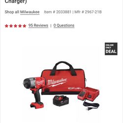Milwaukee M18 1/2 in. Cordless Brushless High Torque Impact Wrench Kit (Battery & Charger)  