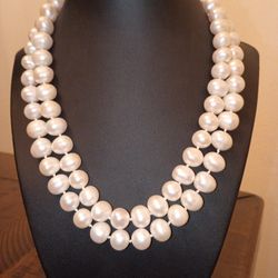 Genuine Natural White Pearl & 925 Sterling Silver 36" Necklace 