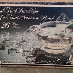 Crystal Punch Bowl Set With Cups