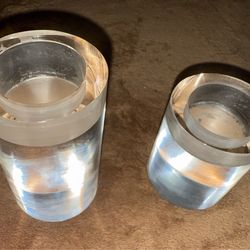 Solid Glass circular candle holders  2 pc