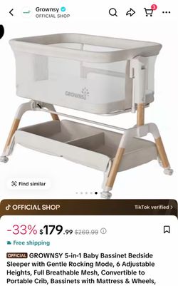 Grownsy 5-in-1 Baby Bassinet Bedside Sleeper