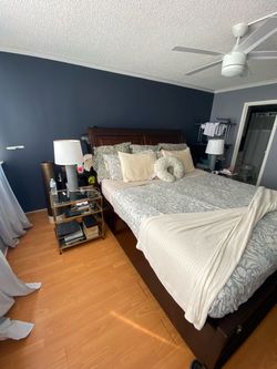 King Size Dark Wood Sleigh Bed Frame