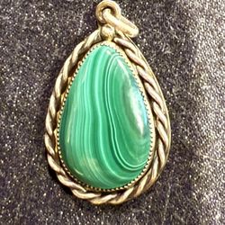 Sterling Silver Pear Shaped Malachite Pendant