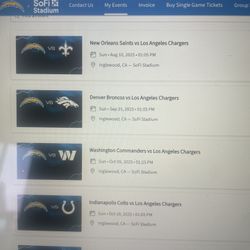 Chargers Tickets- All games 4 Seats