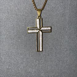 Unisex Attractive Open Concept Stainless Steel Cross Necklace with Rhinestones...2 Colors