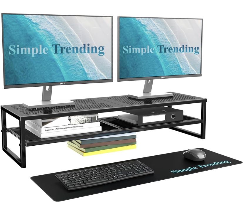 Dual Monitor Stand Riser, Desktop Organizer